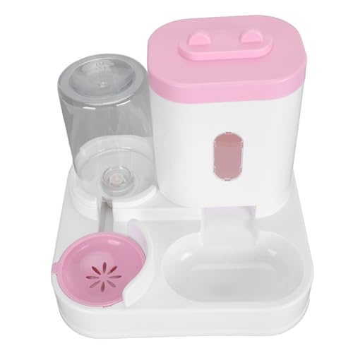 2-in-1-Tierfutter-Wasserspender mit Großer Kapazität, Praktischer Automatischer Katzenfutterspender und Tränke für Hundewelpen, mit Sichtbarem Fenster, für Katzen, Kätzchen (PINK) von Asixxsix