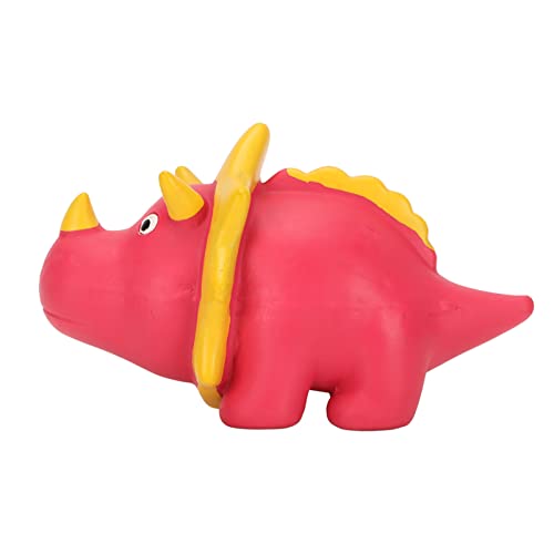 Asixxsix Dinosaurier-Latex-Hundespielzeug, Interaktives Quietschendes Hunde-Kauspielzeug, Lustiger Süßer Dinosaurier, Quietschendes Hundespielzeug, Langlebiges Zahnungsspielzeug(Rose Triceratops) von Asixxsix