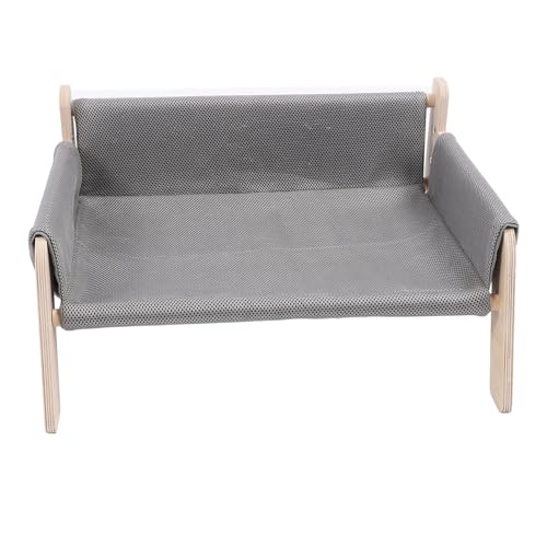 Asixxsix Haustier-Couchbett, Katzenhängematte aus Holz, Multifunktionale Katzensofa-Hängematte, 21,65 X 17,32 Zoll, Erhöhtes Katzenbett für Katzen, Hunde, Hasen, Kaninchen, Kätzchen (Grey) von Asixxsix