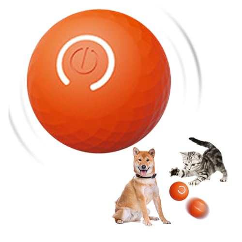 Asixxsix Hundebälle, Bewegungsaktivierter Interaktiver Hundeball für Hunde, LED-Licht, Wasserdicht nach IP54, Geeignet für Kleine, Mittelgroße und Große Hunde, Zum Spielen Im Innen (ORANGE) von Asixxsix