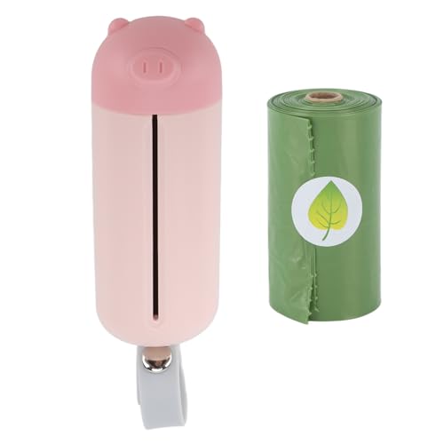 Asixxsix Hundekotbeutelhalter, Tragbarer Hundekotbeutelspender mit 1 Rollbeutel, Auslaufsicherer Haustierkotbeutelhalter für Reisen, Spaziergänge, Nachfüllbares Design (PINK) von Asixxsix