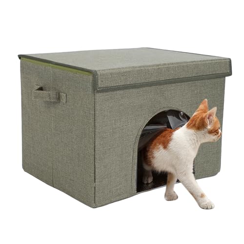 Asixxsix Katzenkühlhaus, 360-Grad-umfassendes Minimalistisches, Stilvolles Design, Faltbare Haustierkühlung für Heimreisen, Geeignet für Katzen mit Einem Gewicht von Bis zu 10 Kg (OD Grün) von Asixxsix