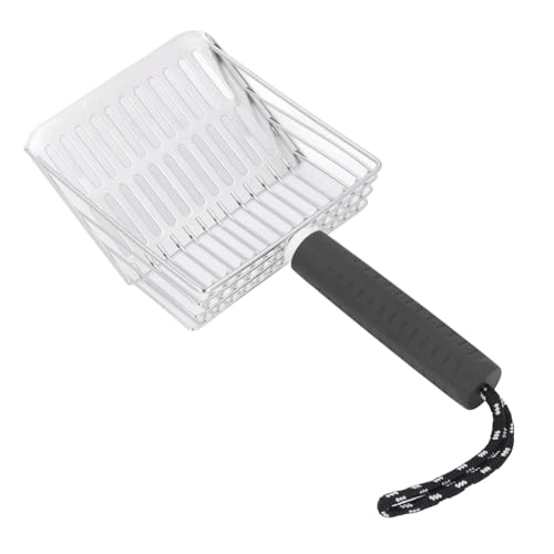 Asixxsix Katzenstreu, Edelstahl Kitty Litter Scooper, Tiefe Schaufel, Katzenstreu Scooper mit Langem Griff für Katzenstreu Box, Müheloses Design, Schnelle Filtration (Black) von Asixxsix