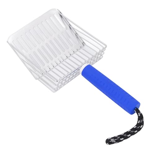 Asixxsix Katzenstreu, Edelstahl Kitty Litter Scooper, Tiefe Schaufel, Katzenstreu Scooper mit Langem Griff für Katzenstreu Box, Müheloses Design, Schnelle Filtration (Blue) von Asixxsix