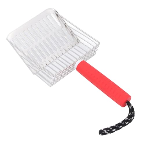 Asixxsix Katzenstreu, Edelstahl Kitty Litter Scooper, Tiefe Schaufel, Katzenstreu Scooper mit Langem Griff für Katzenstreu Box, Müheloses Design, Schnelle Filtration (Rot) von Asixxsix