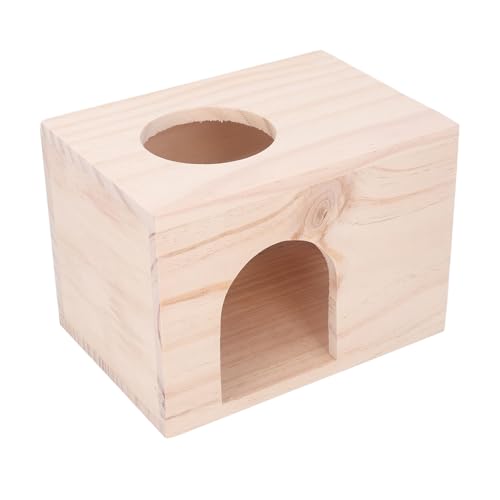 Asixxsix Kleines Hamster-Holzhaus, Versteckhaus aus Holz mit Fenstern für Kleintiere, Umweltfreundlich und Bissfest, Tolles Meerschweinchen, Zuckergleiter von Asixxsix