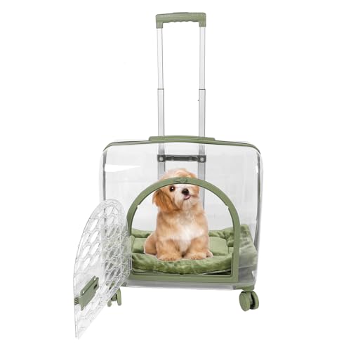 Durchsichtige Katzentransportbox, Einziehbare Stange, Transparente Haustiertransportbox mit Leisen Rädern, Transparente Harte Katzentransportbox, Tragbarer von Asixxsix