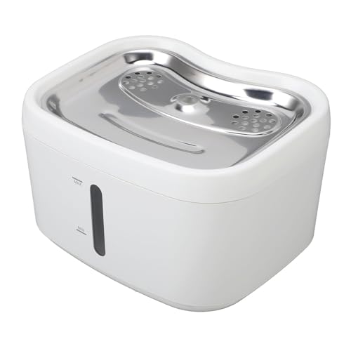 Edelstahl-Trinkbrunnen für Katzen, 2,5 L, 3,5 L, Automatischer Trinkbrunnen für Haustiere, Wasserspender für Hunde mit Mehrschichtiger Filterung, 3000 MAh Akku von Asixxsix