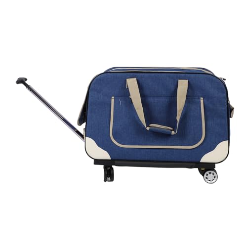 Haustiertransporter mit Abnehmbarem Rollkoffer, Faltbarer und Kompakter Hundereisetransporter 62 X 39 X 35 cm, für Haustiere Bis 17,5 Kg (Blue) von Asixxsix