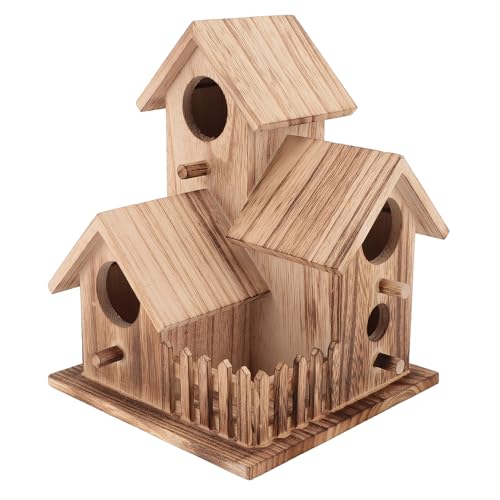 Holz-Vogelhaus, Holz-Vogelhaus mit Endloser Unterhaltung, Warmes Zuhause für Kleine Vögel, Biodiversitätsverstärker, Hängendes Vogelhaus Im Freien, 7,9 Zoll, für die Gartenterrasse von Asixxsix