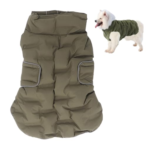 Hundemäntel für Kaltes Wetter, Wasserdichter Warmer Wintermantel für Hunde, Winddicht, Gemütliche Hundejacke mit Reflektierendem Streifen, Warme Winterkleidung für Hunde (L) von Asixxsix