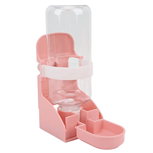 Asixxsix Kaninchen-Wasserflasche, 500 Ml, Hängender Automatischer Kleiner Haustier-Wassernapf, Verstellbarer Käfig, Katzenfutternapf für Kleine Haustiere, Automatischer Wasserauslass (Rosa) von Asixxsix