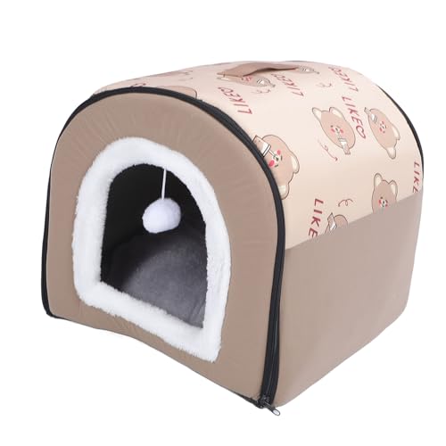 Katzenbett für drinnen, warmes, faltbares, weiches Hundehüttenbett für den Winter, Haustierhütte für Katzen und kleine Hunde mit Flauschiger Katzenmatte, bequemes, süßes von Asixxsix