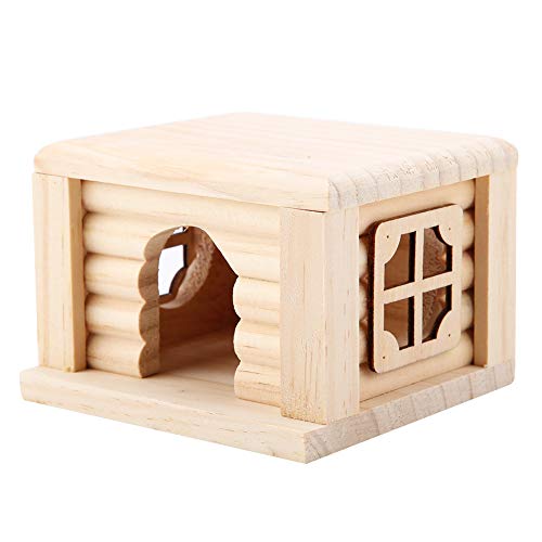 Naturaly Hölzernhamster Versteck, Hamster Holzhaus, Kleine Tiere Lebensraumhütte für Syrische Hamster, Zwerghamster, Rennmäuse, Igel, Ratten, Lemmings, Kleine Haustiere von Asixxsix