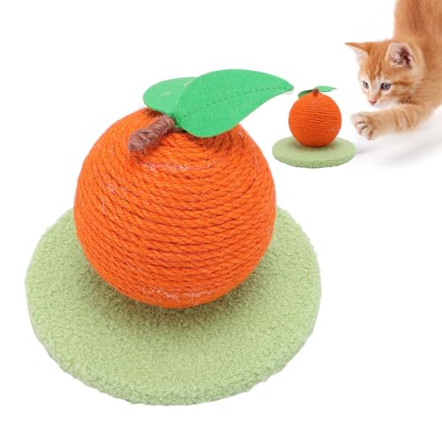 Oranger Katzenkratzbaum, Interaktiver Niedlicher Sisal-Katzenkratzer mit Kratzbrett, Multifunktionaler Vertikaler Katzenkratzball für Katzen und Kätzchen Im Innenbereich von Asixxsix