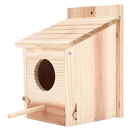 Vogelhäuschen für draußen, sicheres hölzernes Vogelhäuschen für Fink, Blauvogel, Kardinäle, DIY Vogelhäuschen aus Holz, Vogelhäuschen-Brutkasten mit Stange für Garten, Hof von Asixxsix