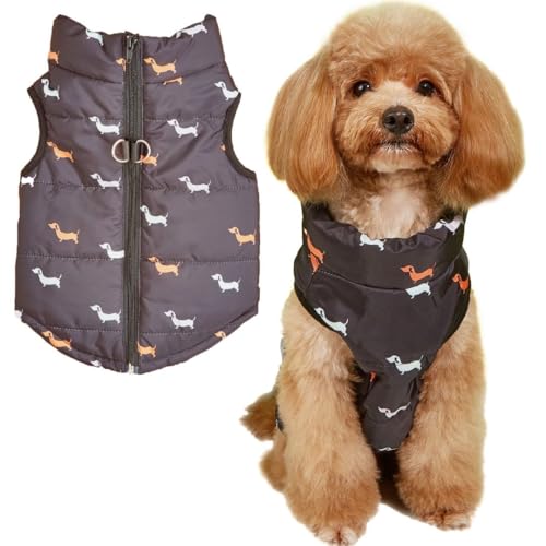 Asmea Hundemantel Winter Hundejacke Warme Hundemantel für Kleine Mittelgroße Grosse Hunde Winddichte Hundekleidung Hundeweste mit Geschirr Loch Hundejacke für Winter kaltes Wetter Schwarz L von Asmea