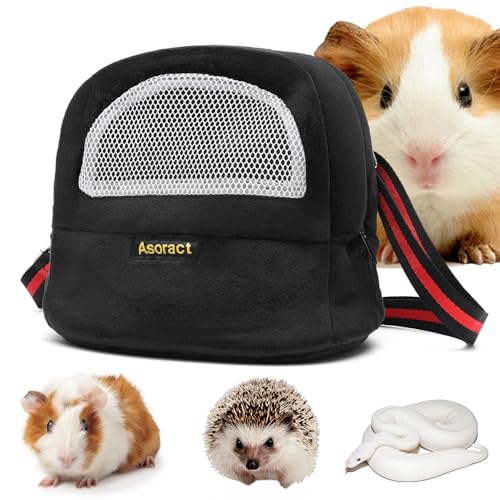 Sugar Glider Pouch Bonding Fleece Meerschweinchen-Tragetasche, weich, bequem, zum Ausgehen für kleine Haustiere, Schlafsack mit verstellbarem Riemen, atmungsaktivem Netzfenster und abnehmbarer Matte von Asoract