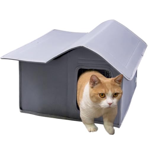 Katzenhaus für Outdoor Katzen Haustierhaus Katzenbett Höhle Wasserdicht Katzenhaus mit Isolierter Auskleidung für Outdoor Katzen Kätzchen Haustiere bis zu 10.0 kg von Asou