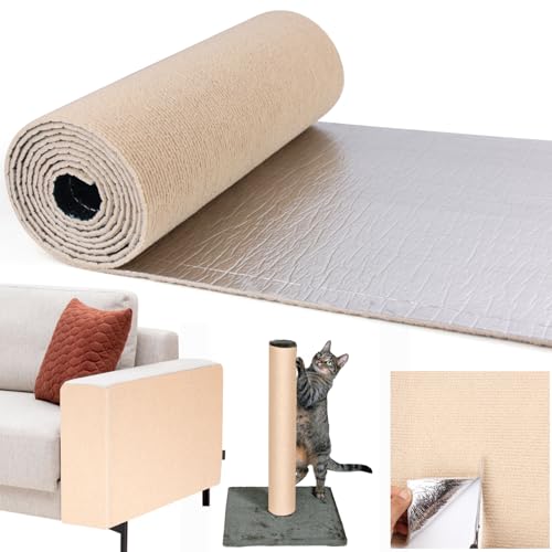 Selbstklebend Kratzmatte Katze, 200cmx40cm DIY Kratzbrett Katze, Kratzschutz Sofa Katze, Kratzbrett Katzen kratzschutz,Katzenkratzmatte für Schützt Katzenständer Sofa Möbelschutz (Cachi) von Asoway