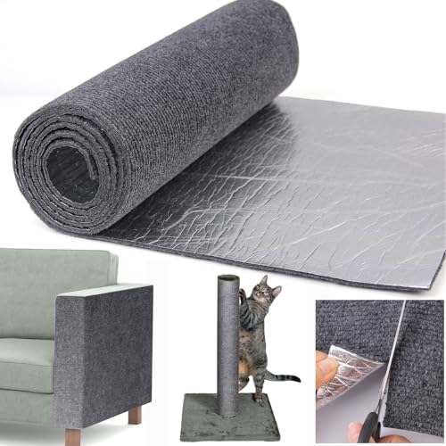 Selbstklebend Kratzmatte Katze, 300cmx40cm DIY Kratzbrett Katze, Kratzschutz Sofa Katze, Kratzbrett Katzen kratzschutz,Katzenkratzmatte für Schützt Katzenständer Sofa Möbelschutz (Grigio Scuro) von Asoway