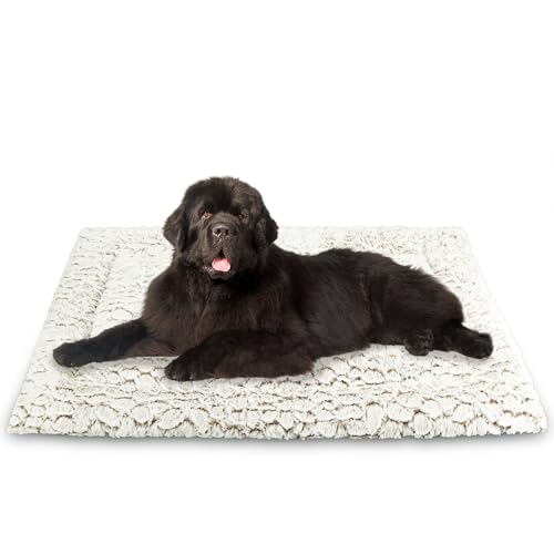 Aspand Hundebett für Grosse und Mittelgroße Hunde-Hundebetten mit Weichem,109x73cm,Kurzem Flor und Rutschfester Unterseite-Hundebetten in Marmoroptik,Khaki von Aspand