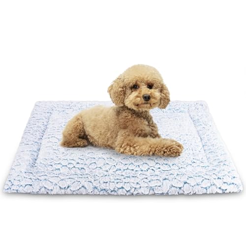 Aspand Hundebett für Grosse und Mittelgroße Hunde-Hundebetten mit Weichem,63x48cm-Hundebett mit Weichem,Kurzem Flor und Rutschfester Unterseite-Hundebetten in Marmoroptik,Blau von Aspand