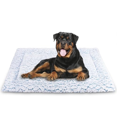 Aspand Hundebett für Grosse und Mittelgroße Hunde-Hundebetten mit Weichem,78x50cm,Kurzem Flor und Rutschfester Unterseite-Hundebetten in Marmoroptik,Blau von Aspand