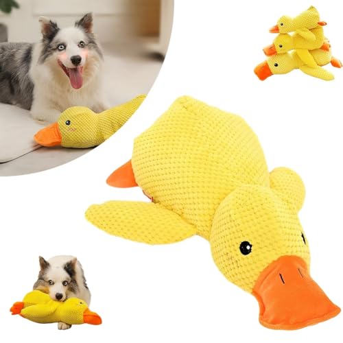 Asslye Quack Quack Duck Hundespielzeug, beruhigende Ente, langlebiges Hundespielzeug, Quackende Ente, gelbe gefüllte Ente, Kauspielzeug, emotionale Unterstützung, Ente für Hunde (M-28 cm) von Asslye