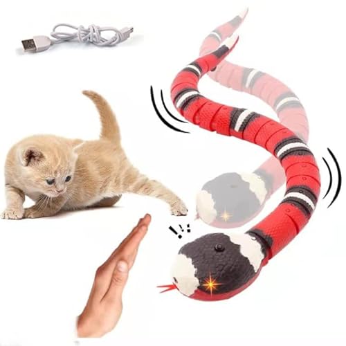 Katzenschlange Spielzeug, Smart Sensing Schlange Spielzeug mit USB Wiederaufladbar, Interaktives Bewegliches Schlange Katzenspielzeug für Indoor Katzen Haustier Hunde Spiel Spielzeug von Asslye