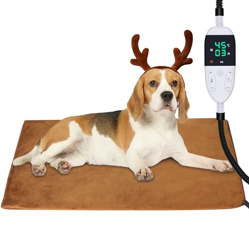 Haustier Heizkissen für Hunde,70 * 45cm Grosse Hunde Heizmatte Timing&30-60℃ Temperatur, Anti Biss Katze Hunde Heizmatte,Einstellbar Sicher Elektrisch Haustier Heizdecke Wärmematte Hund Innen von Asstikoo