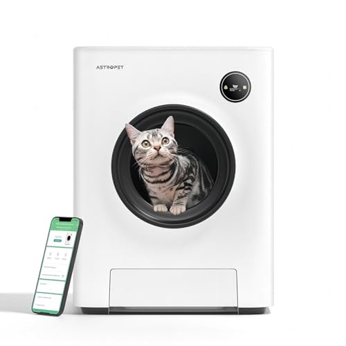 AstroPet Selbstreinigende Katzentoilette, Vierfacher Sicherheitsschutz, APP Überwachung, Große Fassungsvermögen, Cat Litter Box für mehrere Katzen von AstroPet