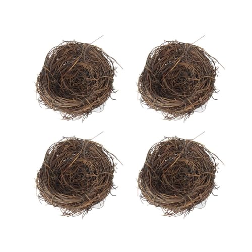 4PCS Rattan Vogelnester, Zcargel 20/15/12/10/8/6cm Ostern Handmade Natural Rattan Vogelnester Faux Vogelnest mit Eiern Osterdekoration für Ostern Party Landschaft Terrasse Dekoration Familie Garten von Asudaro