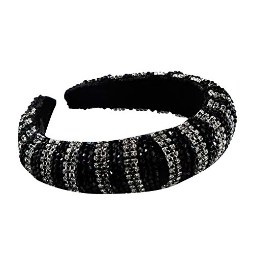 Asudaro Crystal Diamond Stirnband für Frauen Mädchen Modische Haarschmuck Breite Velvet Stirnbänder Haarreifen Perlen Bling Haarband Strass Haar Hoop Party Festival Kostüm Haarbänder Schwarz von Asudaro