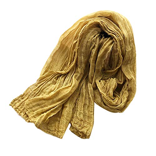 Asudaro Damen Schal Halstuch Tuch Baumwollschal Schultertuch Schal Scarf Stola Quadratischer Deckenschal für Frühling Sommer Ganzjährig,180cm*67cm Gelb von Asudaro