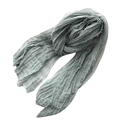 Asudaro Damen Schal Halstuch Tuch Baumwollschal Schultertuch Schal Scarf Stola Quadratischer Deckenschal für Frühling Sommer Ganzjährig,180cm*67cm Grau Grün von Asudaro