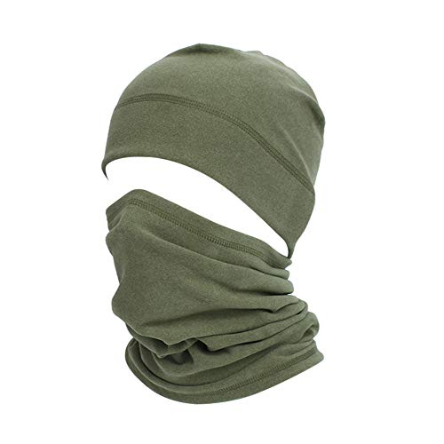 Asudaro Fahrrad Mütze und Schal, Schlauchschal Herren Damen Winter Warm Winddichteütze Helm-Unterziehmütz Sportmütze Bandana UV-Schutz Loop-Schal für Radfahren Motorradfahren Laufen Outdoor ArmeegrüN von Asudaro