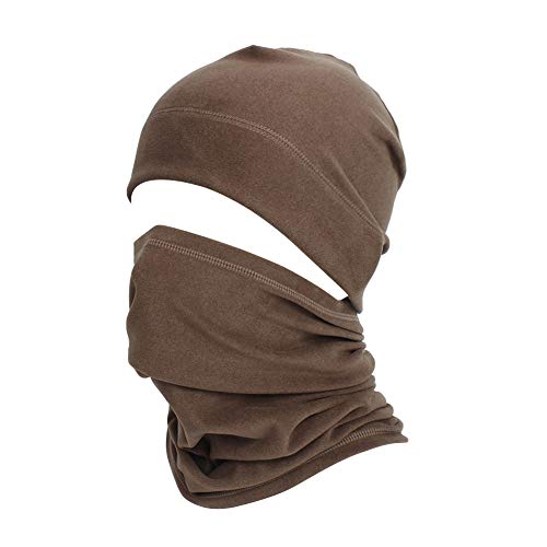 Asudaro Fahrrad Mütze und Schal, Schlauchschal Herren Damen Winter Warm Winddichteütze Helm-Unterziehmütz Sportmütze Bandana UV-Schutz Loop-Schal für Radfahren Motorradfahren Laufen Outdoor Kaffee von Asudaro