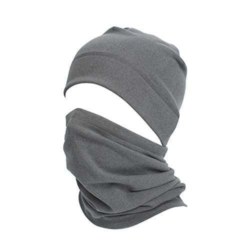 Asudaro Fahrrad Mütze und Schal, Schlauchschal Herren Damen Winter Warm Winddichteütze Helm-Unterziehmütz Sportmütze Bandana UV-Schutz Loop-Schal für Radfahren Motorradfahren Laufen Outdoor Grau von Asudaro