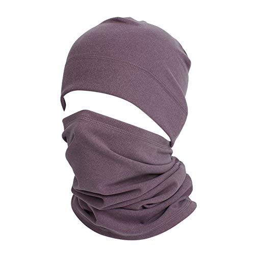 Asudaro Fahrrad Mütze und Schal, Schlauchschal Herren Damen Winter Warm Winddichteütze Helm-Unterziehmütz Sportmütze Bandana UV-Schutz Loop-Schal für Radfahren Motorradfahren Laufen Outdoor Lila von Asudaro