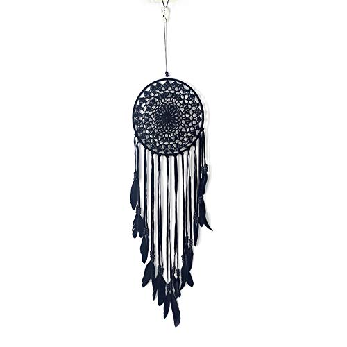 Asudaro Große Boho Traumfänger Feder Dreamcatcher Makramee Wandbehang Ornament Vintage Hochzeit Hauptdekorationen 20cm Kreis 75-80cm Lang Schwarz von Asudaro