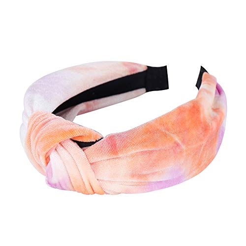 Asudaro Haarreif Damen Stirnbänder Vintage Breit Haarband Retro Stirnband Haarreifen Kopf Warp Yoga Headband Kopfband Headwrap Elastische Kopf Wickeln Niedlich Haarschmuck für Mädchen Orange + pink von Asudaro