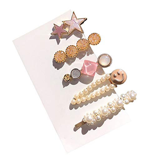 Asudaro Haarspangen Perlen Haarnadeln Mode Haarschmuck Haar Klammer Party Hochzeit Tägliche Mode Haar Clips Geschenke für Damen Mädchen DIY Haarstyling Acryl Haarspangen Dekorative Braut 5 Stück von Asudaro