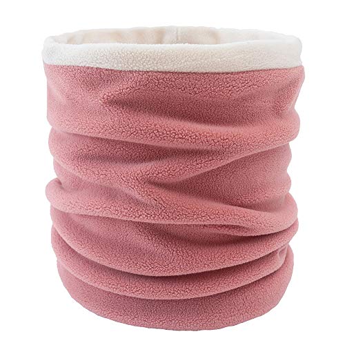 Asudaro Multifunktionstuch Schlauchschal Winter Loop Schal Unisex Warmer Fleece Halswärmer für Frauen Männer Winter Windstopper Schal Nackenwärmer Therma Rundschal 27 * 25cm Pink + Weiß von Asudaro