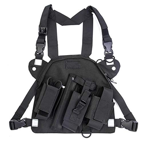 Asudaro Radio Brustgurt, Radio Walkie Talkie Brusttasche Harness Weste, Funksprechanlage Pack Rucksack Zwei-Wege-Radios Tragetasche Zubehörhalter für Laufsport Radsport Wandern Camping Schwarz von Asudaro