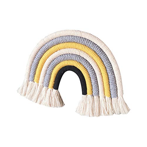 Asudaro Regenbogen Tapisserie, Handgestrickter Wandteppich Makramee Wandbehang Boho Chic Anhänger aus 7 geflochtenen Seilen Home Decoration für Kinderzimmer Schlafzimmer Home Hanging Ornament von Asudaro