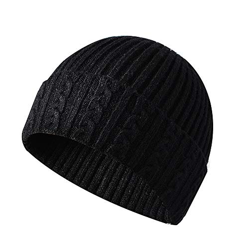 Asudaro Strickmütze Seemannsmütze Dockermütze Herren Damen Wintermütze Basic Beanie Hafenmütze Herrenmütze Bikercap Hat Dockercap Kopfbedeckung Seemannskappe Hip-Hop-Kappe Schwarz von Asudaro