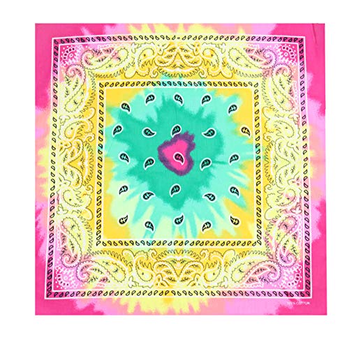 Asudaro Unisex Bandana Kopftücher Bindetuch 100% Baumwolle Halstuch Haar Schal Biker Nikki Tuch Schal Paisley Kopftuch Ansatz Handgelenk Verpackungs Band Kopf Bindung 55 x 55 cm Grün Gelb von Asudaro