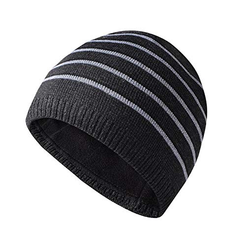 Asudaro Wintermütze Herren Strickmütze Skull Cap Beanie Mütze Warm Wollmütze Streifen Sport Skimütze Radfahren Hut Seemannsmütze für Reisen/Wandern/Camping/Angeln/Radfahren/Skifahren DunkelGrau von Asudaro