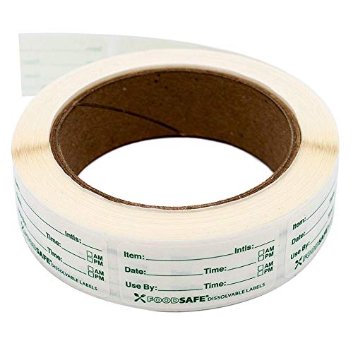 Auflösbare Lebensmittel-Rotationsetiketten, 25 x 50mm Dissolvable Etiketten Gefrierschrank Etiketten Lagerung Datum DIY Rolled Food Date Label Sticke Selbstklebender Aufkleber 250 Stück Grün von Asudaro